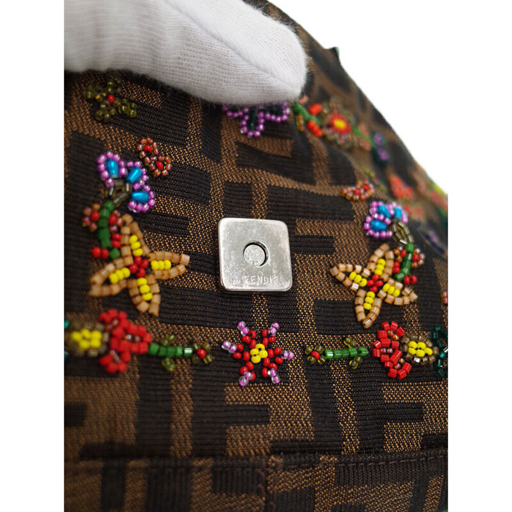FENDI Beaded Zucca Mamma Bucket Semi Shoulder Bag - Picture 5 of 9